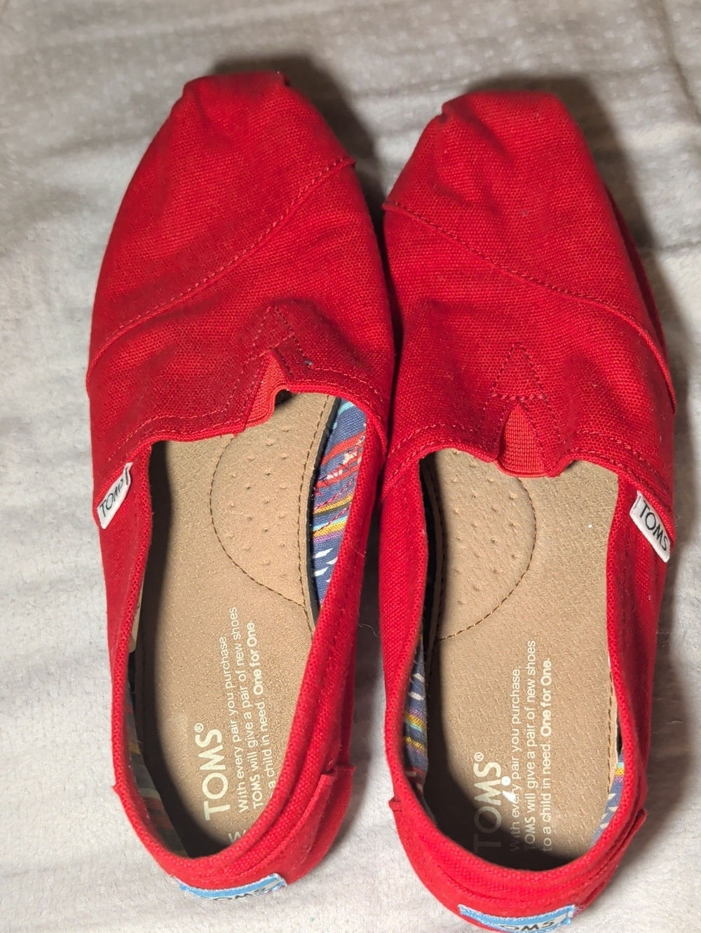 TOMS Red Women's Canvas Slip-On Moccasins